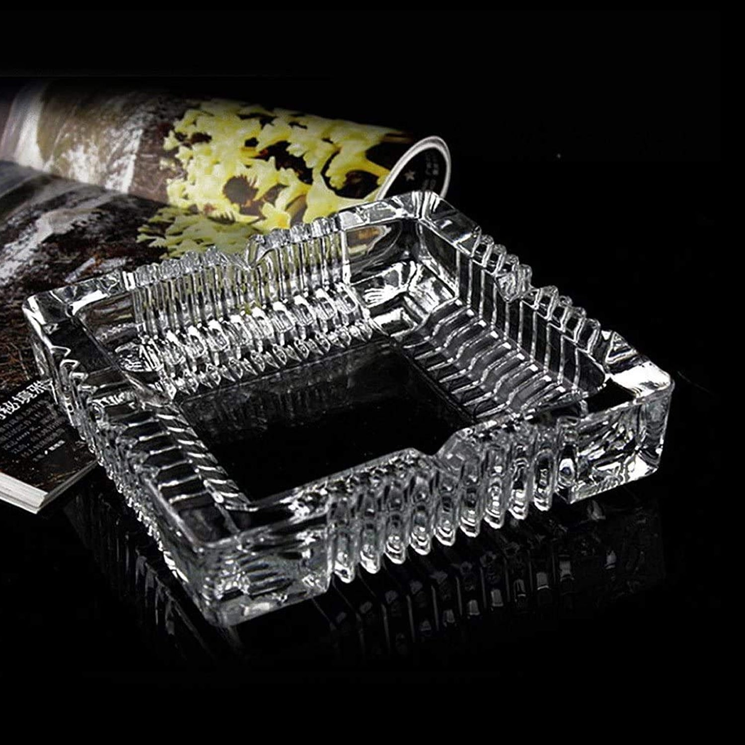 4062 Square Glass Misti Crystal Quality Cigar Cigarette Ashtray Round Tabletop for Home Office Indoor Outdoor Home Decor DeoDap 4062 Square Glass Misti Crystal Quality Cigar Cigarette Ashtray Round Tabletop for Home Office Indoor Outdoor Home Decor DeoDap